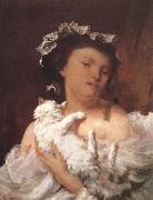 Gustave Courbet Lady and cat Spain oil painting artist